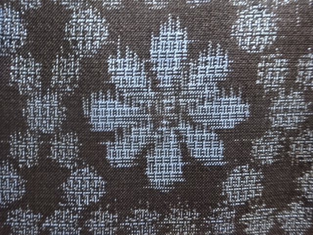 JAPANESE KIMONO / ANTIQUE HITOE KIMONO / DORO OSHIMA TSUMUGI / WOVEN FLOWER